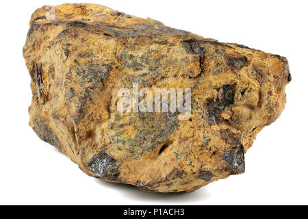 Frammento del Canyon Diablo meteorite con patina naturale isolato su sfondo bianco Foto Stock