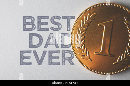 La festa del papà numero gold una medaglia. Foto Stock