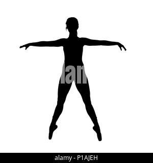 Migliorate digitalmente immagine di una silhouette di una femmina di Ballerina come ella saldi sulle sue dita dei piedi con le mani tese Foto Stock