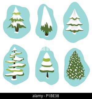 Albero di Natale icone, impostare Illustrazione Vettoriale