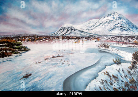 Rannoch Moor in inverno olio originale pittura Foto Stock