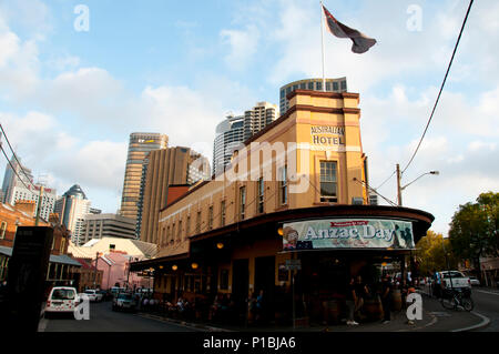 SYDNEY, Australia - 6 Aprile 2018: Australian Heritage Hotel si trova all' angolo di Gloucester St & Cumberland St in 'rocce' distretto di Foto Stock