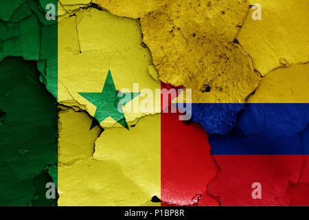 Le bandiere del Senegal e Colombia Foto Stock