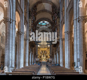 Cattedrale di Santiago. Gli interni della cattedrale di Santiago de Compostela, Santiago de Compostela, Galizia, Spagna Foto Stock