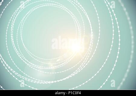 Tunnel di vettore di cordoni di filo di struttura a spirale shining lens flare effetto luce dello sfondo. Abstract elegante cyber sci-fi moderna carta da parati di turbolenza. Fantastico Illustrazione Vettoriale