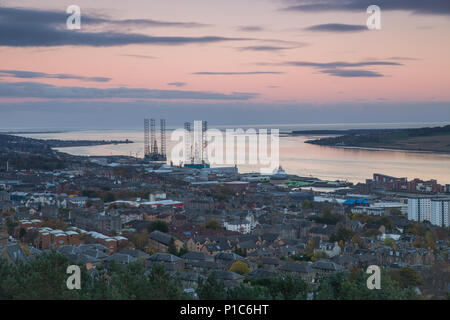 Tramonto sul diritto di Dundee Foto Stock