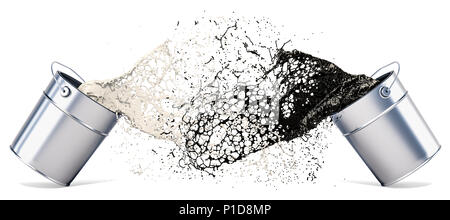 In bianco e nero di pitture schizzi di lattine, rendering 3D isolati su sfondo bianco Foto Stock