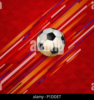 Sfondo di calcio per la partita di calcio. Sport realistico piede palla in 3d su stile colorato sfondo sport. EPS10 vettore. Illustrazione Vettoriale