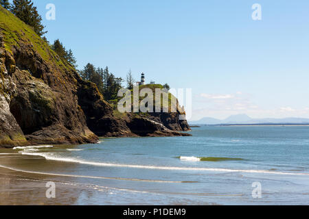 Faro da Waikiki Beach in Cape Disppointment parco dello Stato nello Stato di Washington Foto Stock