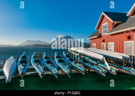 Kayak da mare, 'Remote Passges, escursioni marine", Tofino, British Columbia, Canada Foto Stock