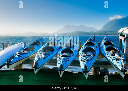 Kayak da mare, 'Remote Passges, escursioni marine", Tofino, British Columbia, Canada Foto Stock