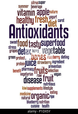 Antiossidanti, word cloud concetto su sfondo bianco. Foto Stock