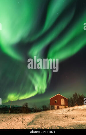 Luci del nord oltre il Stønesbotn di notte, Senja, Norvegia Foto Stock