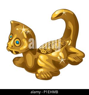 Golden statuetta etnica cat isolati su sfondo bianco. Illustrazione Vettoriale. Illustrazione Vettoriale