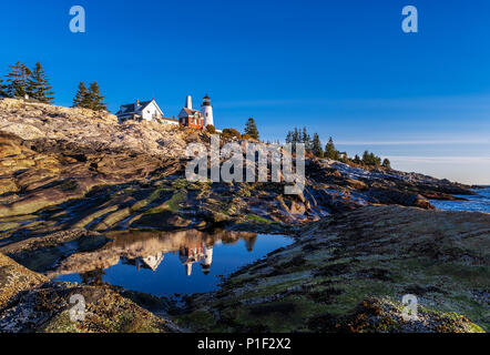 Pemaquid Point Lighthouse, Bristol, Maine, Stati Uniti d'America. Foto Stock