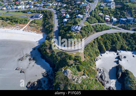 Grande angolo di roccia, Brighton, Dunedin, South Island, in Nuova Zelanda - antenna fuco Foto Stock