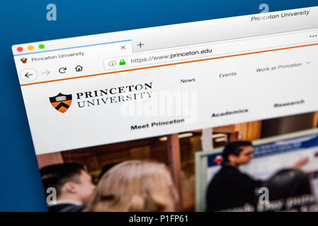 LONDON, Regno Unito - 17 Maggio 2018: la homepage del sito ufficiale di Princeton University - un privato Ivy League ricerca Università di Princeton, New Foto Stock