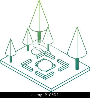 Alberi di pini di piante del parco isometrica della scena Illustrazione Vettoriale