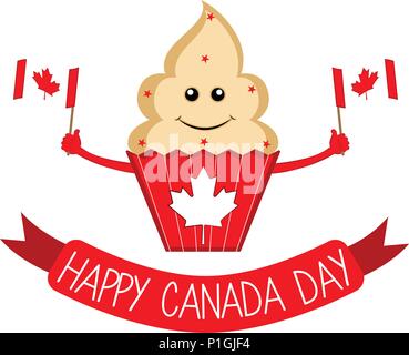 Felice carino cupcake. Canada giorno. Illustrazione Vettoriale design Illustrazione Vettoriale