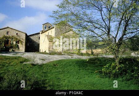 La Iglesia prerománica (y) visigótica de Sant Vicenç d'Obiols (cerca Berga / La Plana). Foto Stock