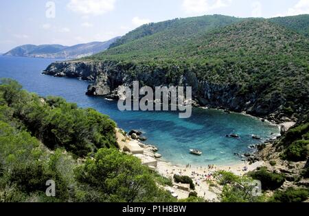 Playa / Platja d'Es Figueral (Noroeste de la Isla). Foto Stock