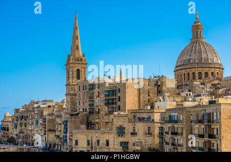 Vista di La Valletta, la capitale di Malta Foto Stock