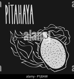 Chalkboard mature o pitaya pitahaya Illustrazione Vettoriale