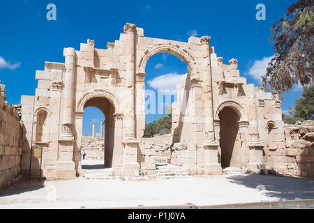 La Porta di Adriano in Jerash, Giordania Foto Stock