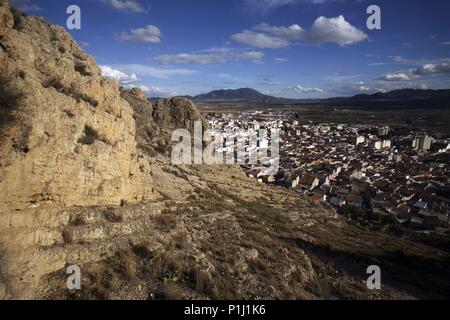 Spagna - El Altiplano (distretto) - Murcia. Jumilla; vista de ciudad desde el Castillo;. Foto Stock