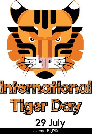 International Tiger day poster modello con testa di tigre. Illustrazione Vettoriale. Illustrazione Vettoriale