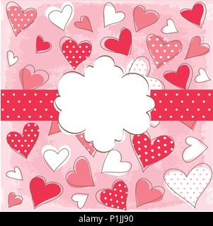 Senza giunture di sfondo disegnato a mano cuori stilizzati Illustrazione Vettoriale