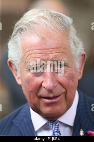 Il Principe di Galles a Carlisle Memorial Church a Belfast dove Egli viene incontro le organizzazioni coinvolte nella rigenerazione della costruzione come una casa permanente per l'Ulster Orchestra. Foto Stock