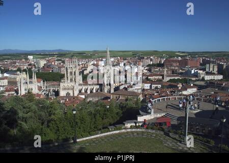 Vista la ciudad, Catedral y mirador del Castillo. Foto Stock