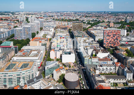 Skyline vista sul quartiere Mitte di Berlino, Germania Foto Stock