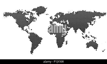 Punti a mezzatinta mondo pattern sfondo mappa Illustrazione Vettoriale