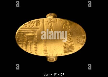 Signet ring, Late Minoan I Periodo, C1700-c1450 BC. Artista: sconosciuto. Foto Stock