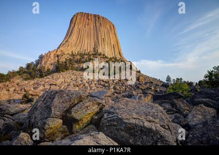 Devils Tower National Monument, Wyoming, Stati Uniti Foto Stock