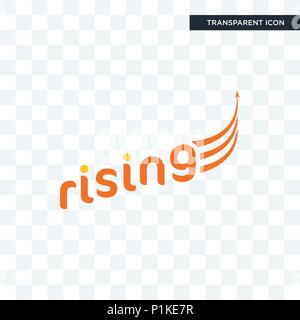 Rising icona vettore isolato su sfondo trasparente, rising concetto del logo Illustrazione Vettoriale