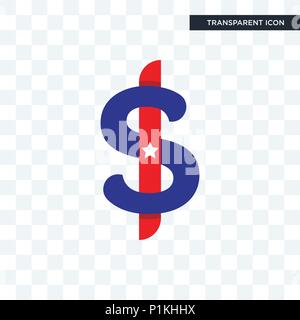 Dollaro Usa icona vettore isolato su sfondo trasparente, dollaro USA il concetto di logo Illustrazione Vettoriale