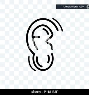 Orecchio umano icona vettore isolato su sfondo trasparente, orecchio umano concetto di logo Illustrazione Vettoriale
