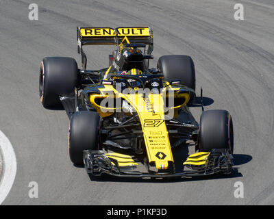 Montreal, Canada 6/9/2018. Nico Hulkenburg della Germania per Renault Sport team di Formula Uno durante la sessione di qualifiche al Gran Premio di Formula 1 di Foto Stock