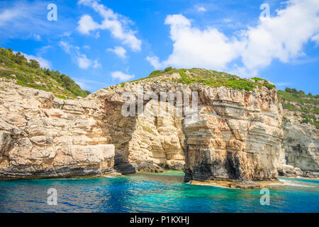 Grotte blu di Paxos grecia Foto Stock