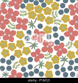 Design semplice motivo floreale, piena di colore, fresco e moderno Illustrazione Vettoriale