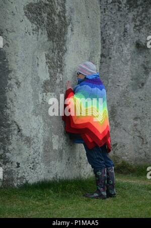 Equinozio di primavera viene celebrata a Stonehenge, Wiltshire 20/03/2016 Foto Stock