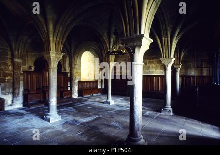 Monasterio de / La Oliva monastero gotico; capitolo lounge (cisterciense). Foto Stock