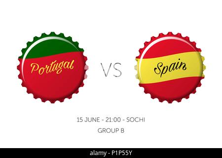 Campionato di calcio - Portogallo vs Spagna - 15 giugno Illustrazione Vettoriale