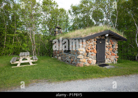 Per tutta la notte a cabina Leka camping in Norvegia Foto Stock