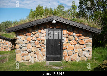 Per tutta la notte a cabina Leka camping in Norvegia Foto Stock