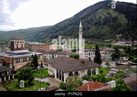 Berat, Albania, vista sull'Daecher della città Foto Stock