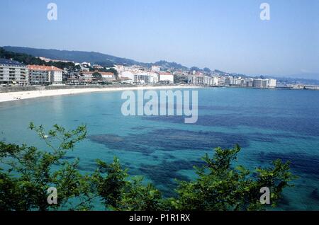 Sanxenxo; vista sulla città e sulla baia; (Ría de Pontevedra / Rías Bajas regione). Foto Stock